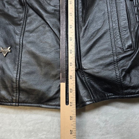 Harley Davidson Leather Motorcycle Jacket Womens Small Black Biker Moto 90's Y2K - Picture 16 of 16